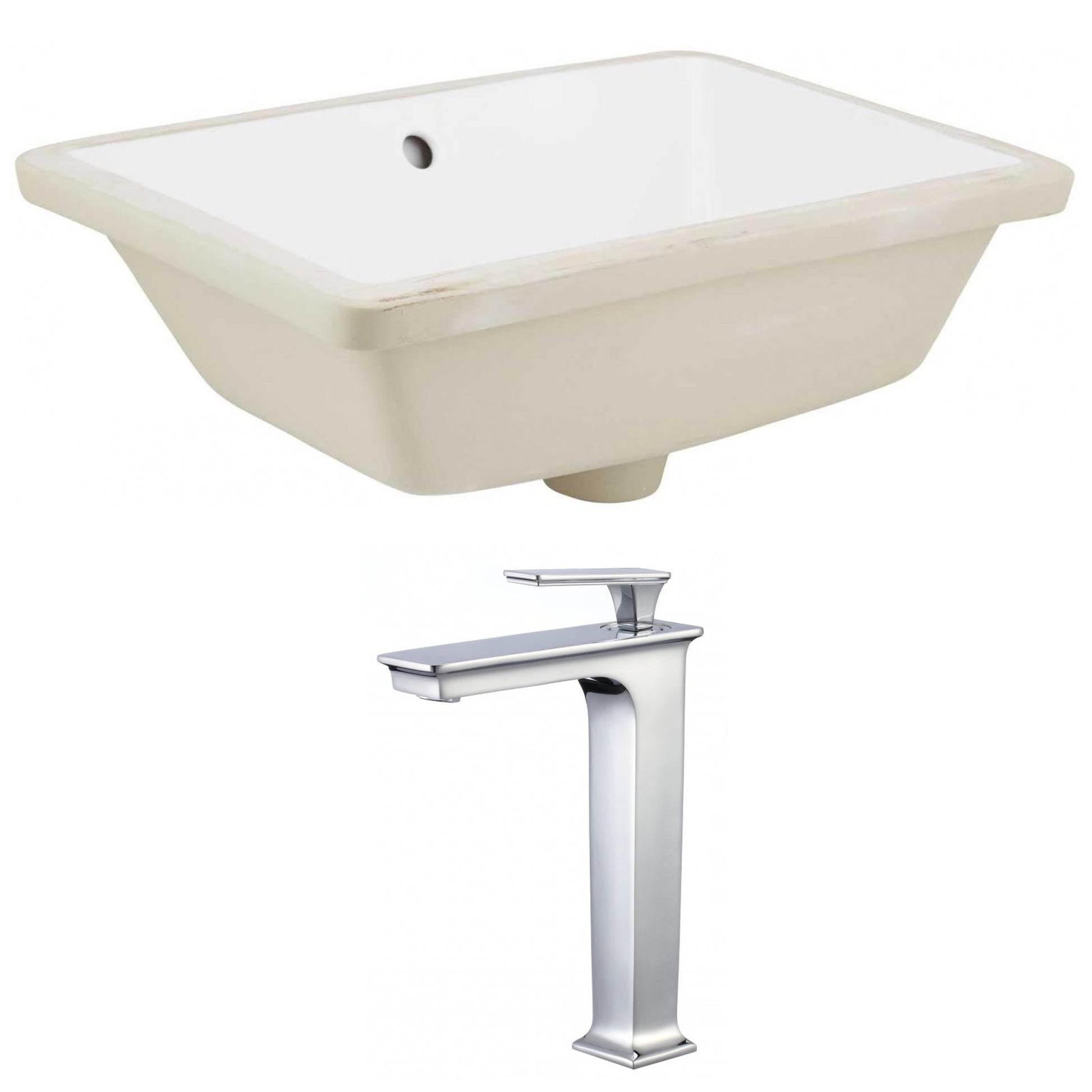 American Imaginations AI-22780 18" White Rectangular Ceramic Undermount Bathroom Sink Set