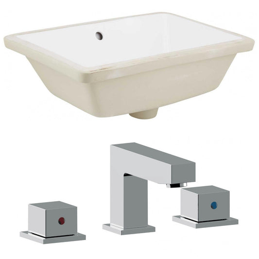 American Imaginations AI-22781 18" White Rectangular Ceramic Undermount Bathroom Sink Set