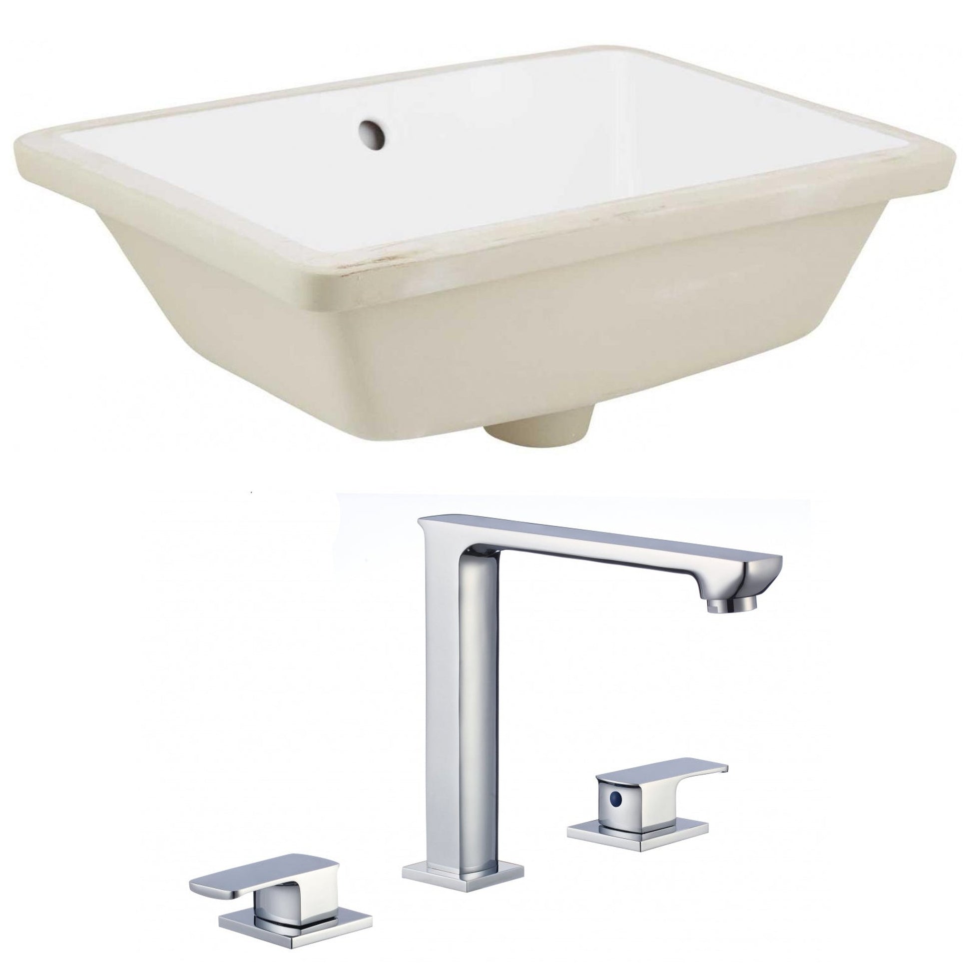 American Imaginations AI-22782 18" White Rectangular Ceramic Undermount Bathroom Sink Set