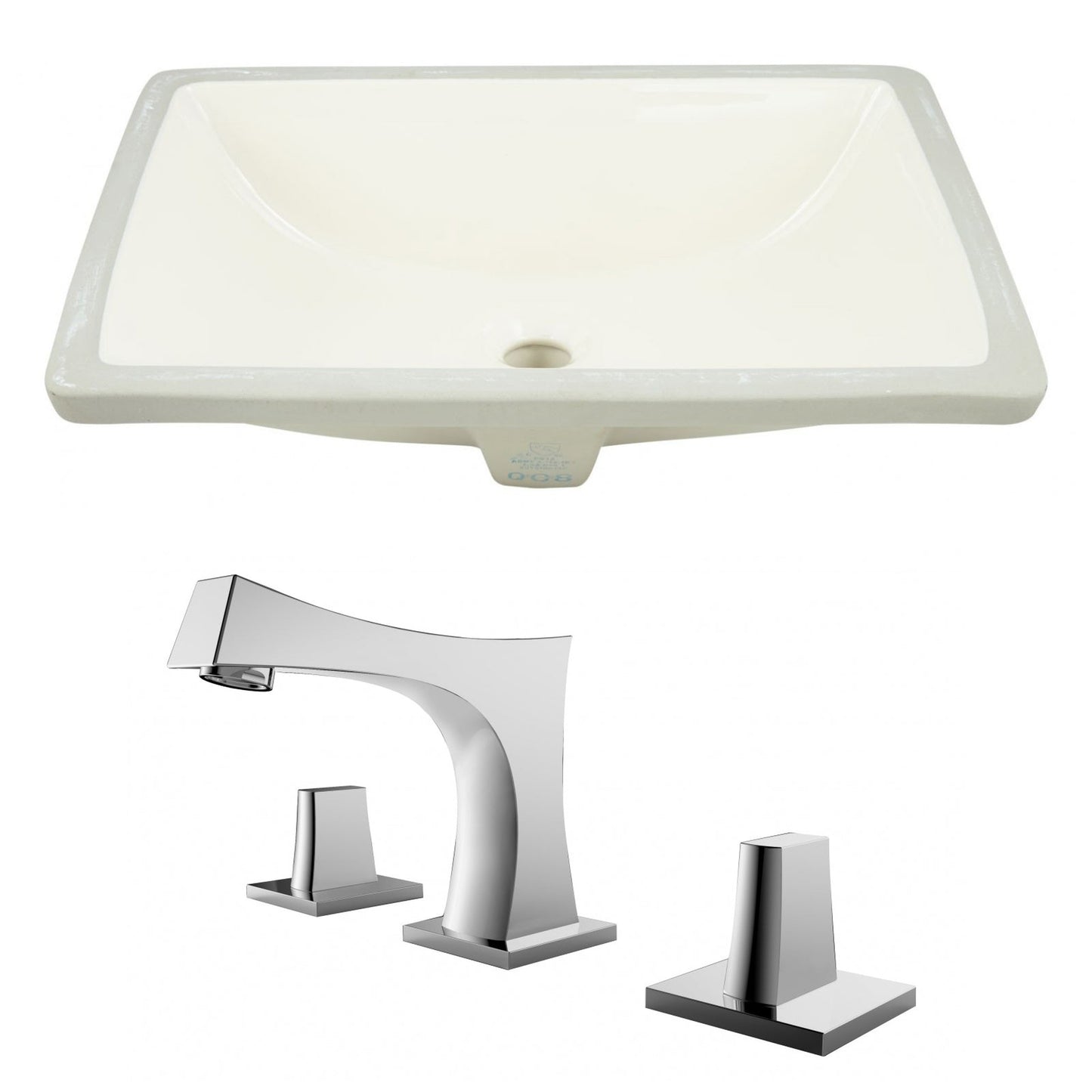 American Imaginations AI-22784 21" Biscuit Rectangular Ceramic Undermount Bathroom Sink Set