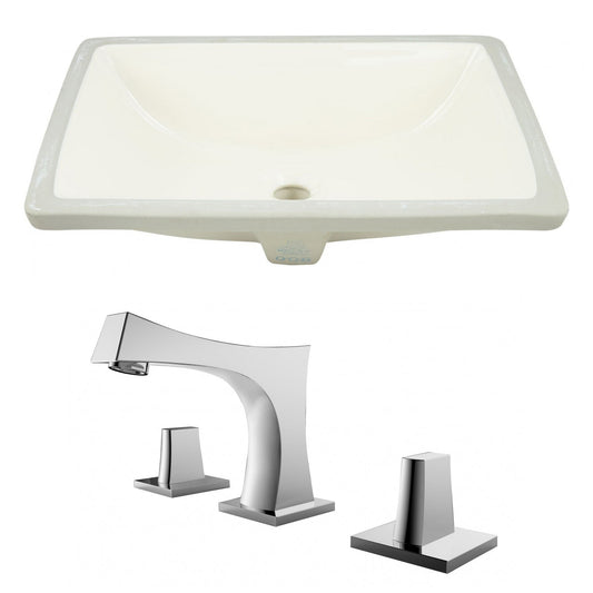 American Imaginations AI-22784 21" Biscuit Rectangular Ceramic Undermount Bathroom Sink Set