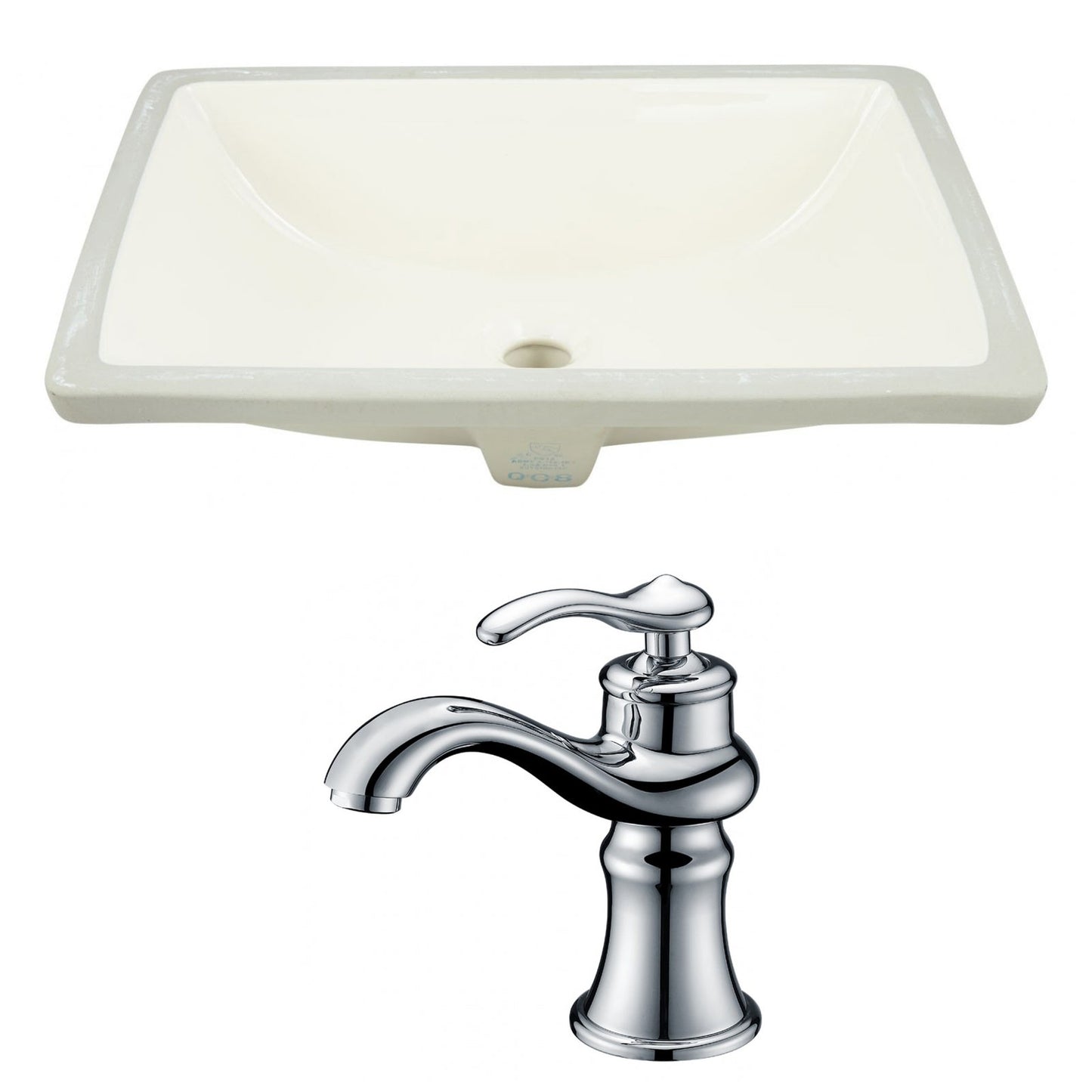 American Imaginations AI-22785 21" Biscuit Rectangular Ceramic Undermount Bathroom Sink Set