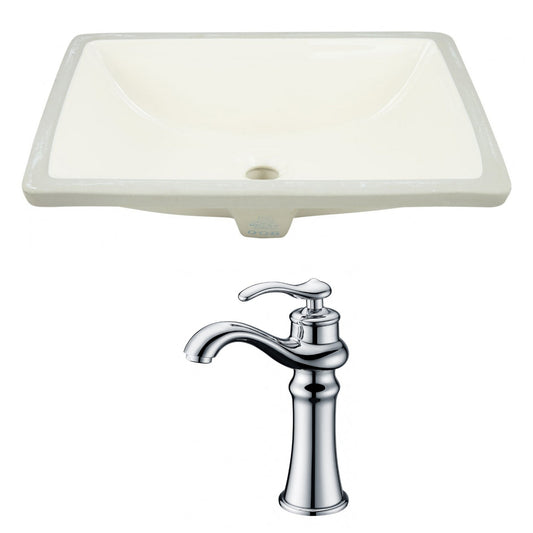 American Imaginations AI-22786 21" Biscuit Rectangular Ceramic Undermount Bathroom Sink Set