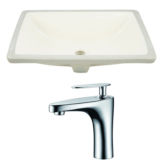 American Imaginations AI-22788 21" Biscuit Rectangular Ceramic Undermount Bathroom Sink Set