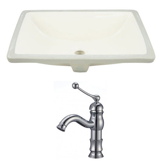 American Imaginations AI-22795 21" Biscuit Rectangular Ceramic Undermount Bathroom Sink Set