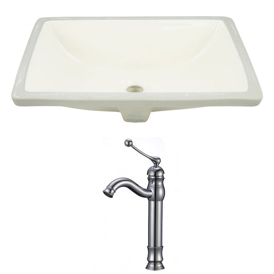 American Imaginations AI-22796 21" Biscuit Rectangular Ceramic Undermount Bathroom Sink Set