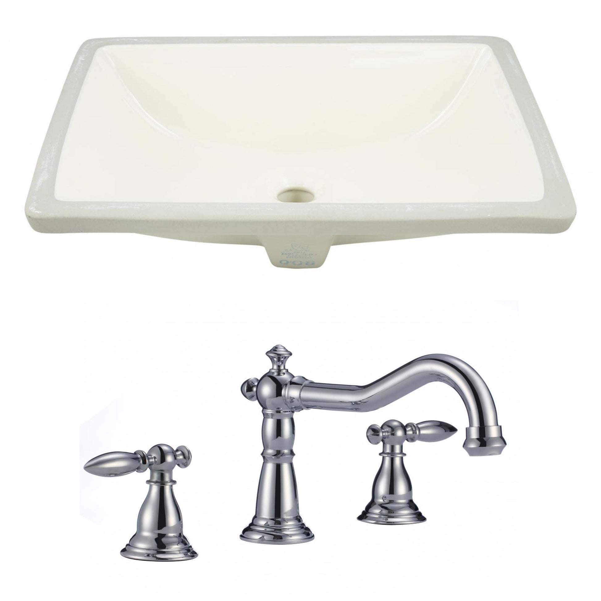 American Imaginations AI-22797 21" Biscuit Rectangular Ceramic Undermount Bathroom Sink Set