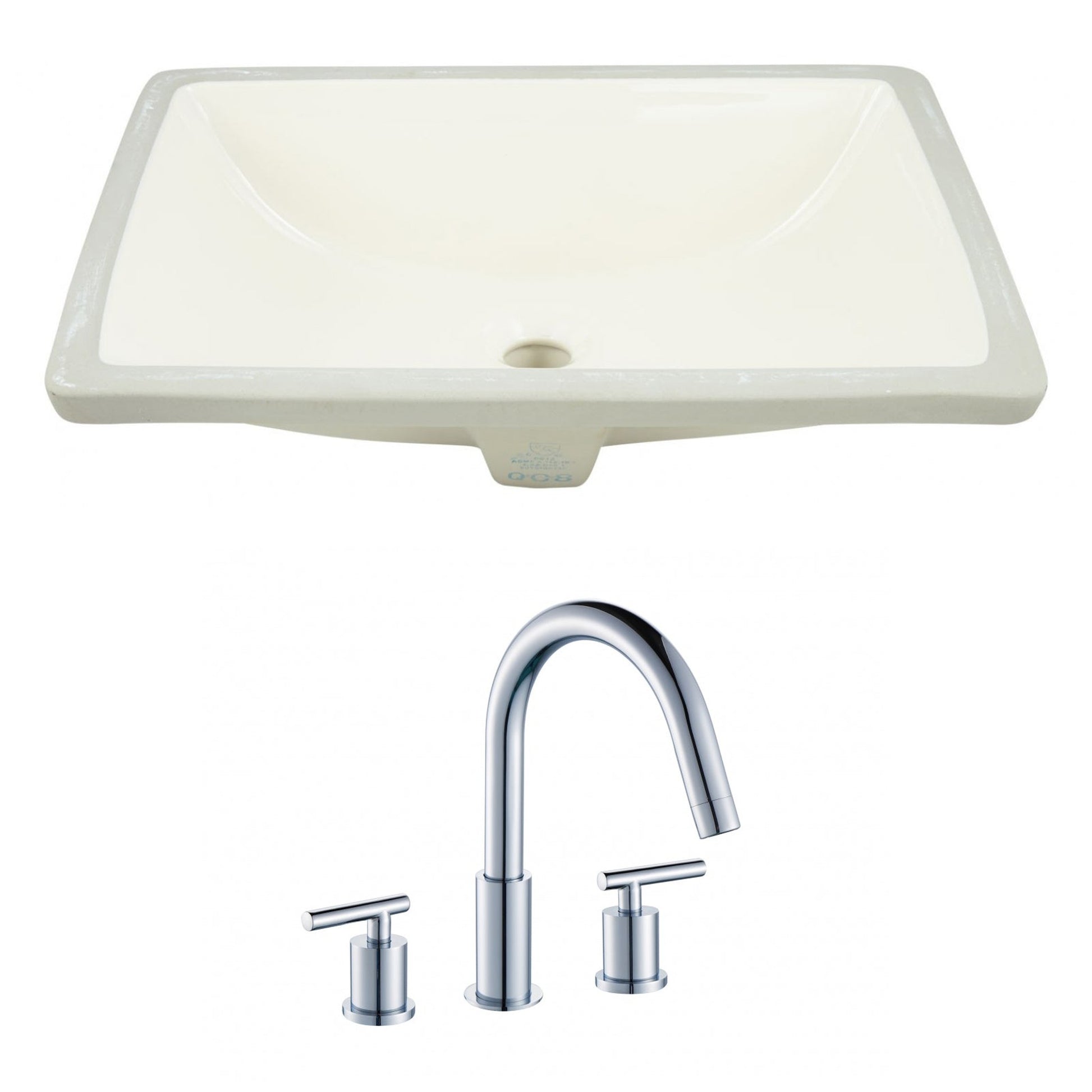 American Imaginations AI-22798 21" Biscuit Rectangular Ceramic Undermount Bathroom Sink Set