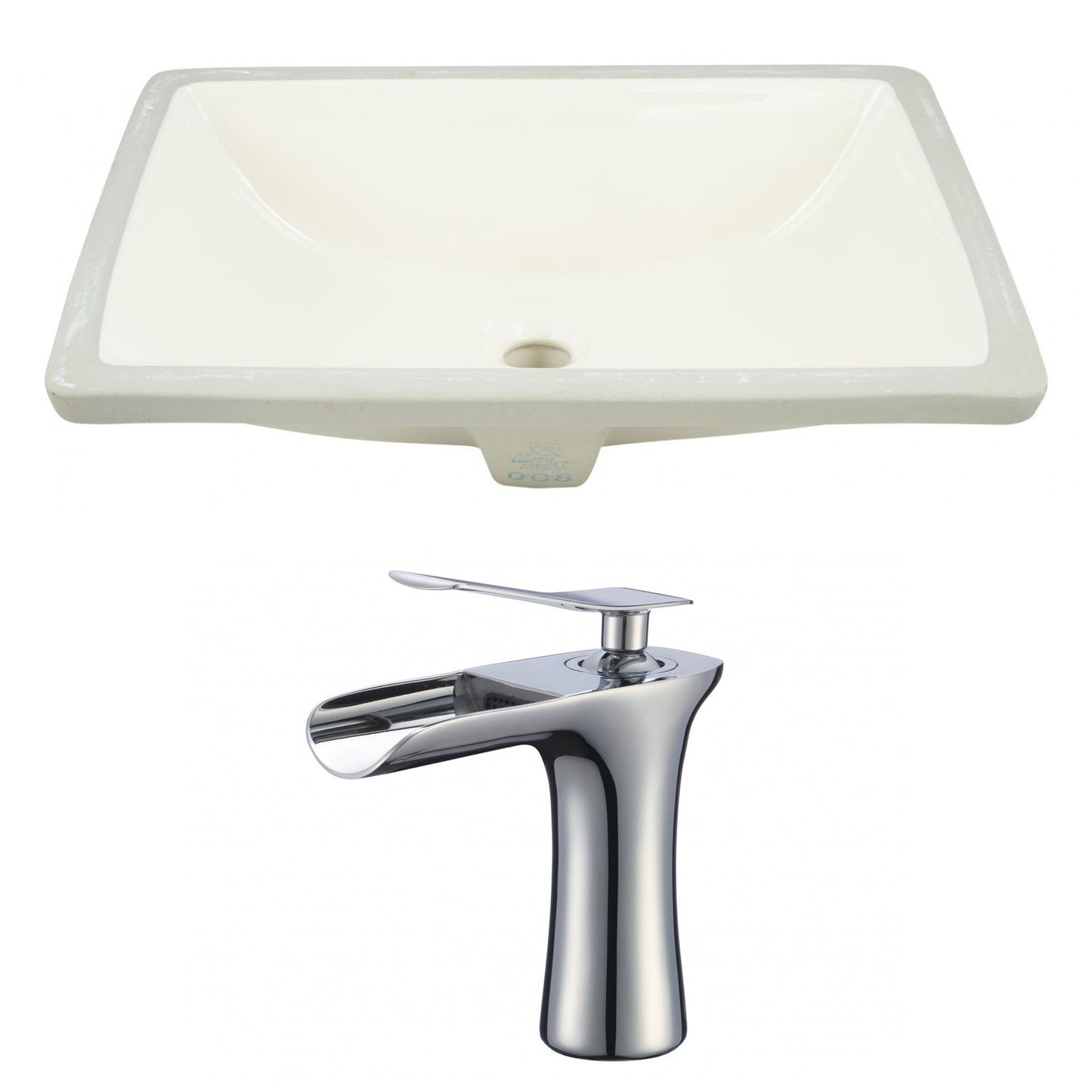 American Imaginations AI-22799 21" Biscuit Rectangular Ceramic Undermount Bathroom Sink Set