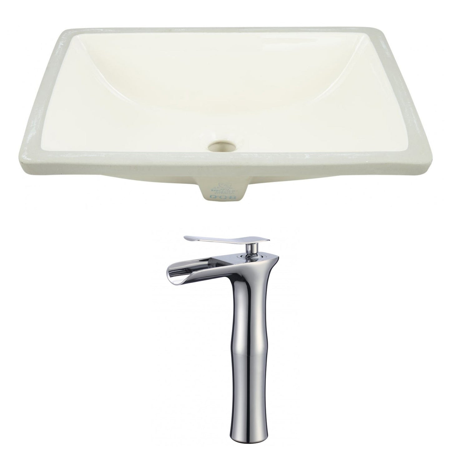 American Imaginations AI-22800 21" Biscuit Rectangular Ceramic Undermount Bathroom Sink Set