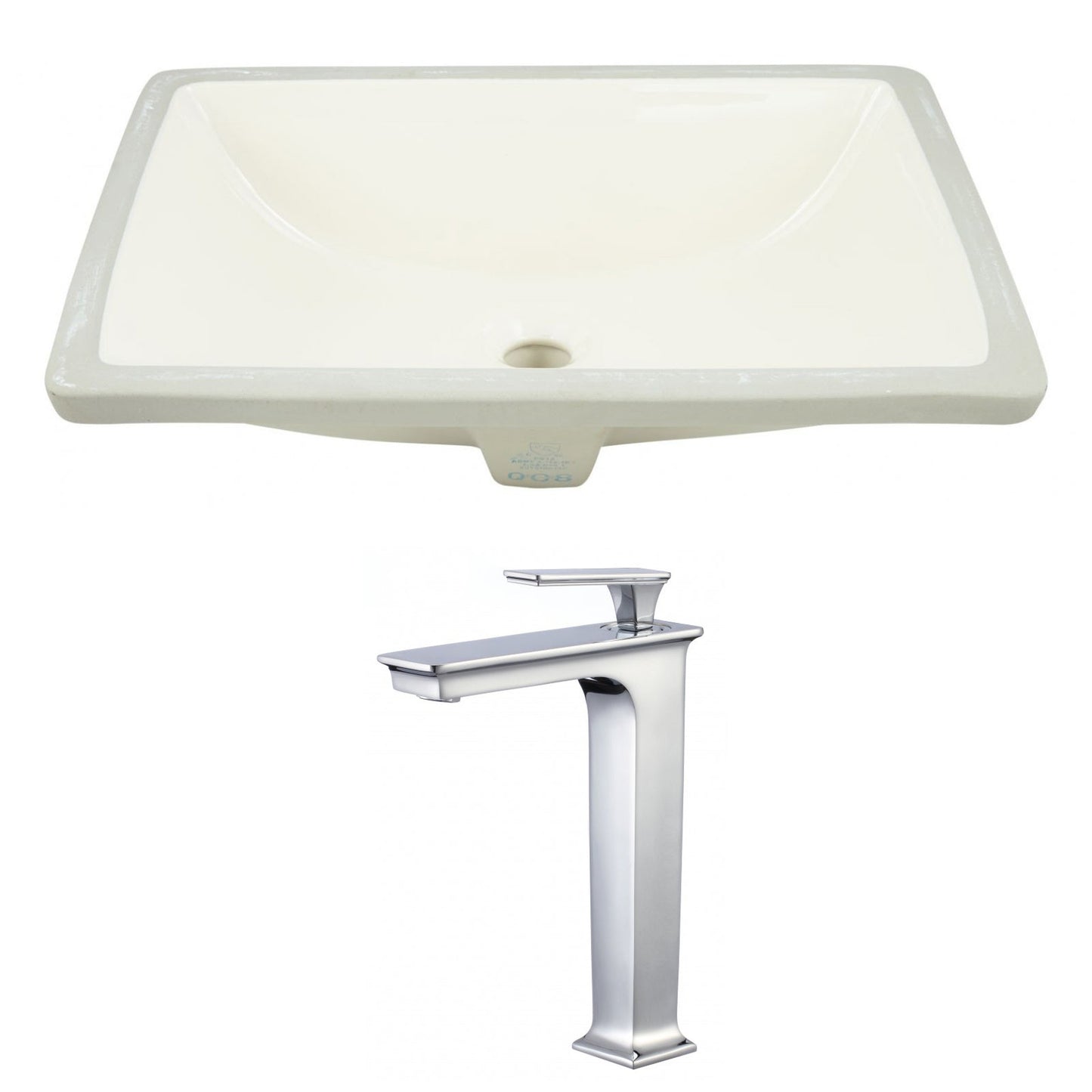 American Imaginations AI-22802 21" Biscuit Rectangular Ceramic Undermount Bathroom Sink Set