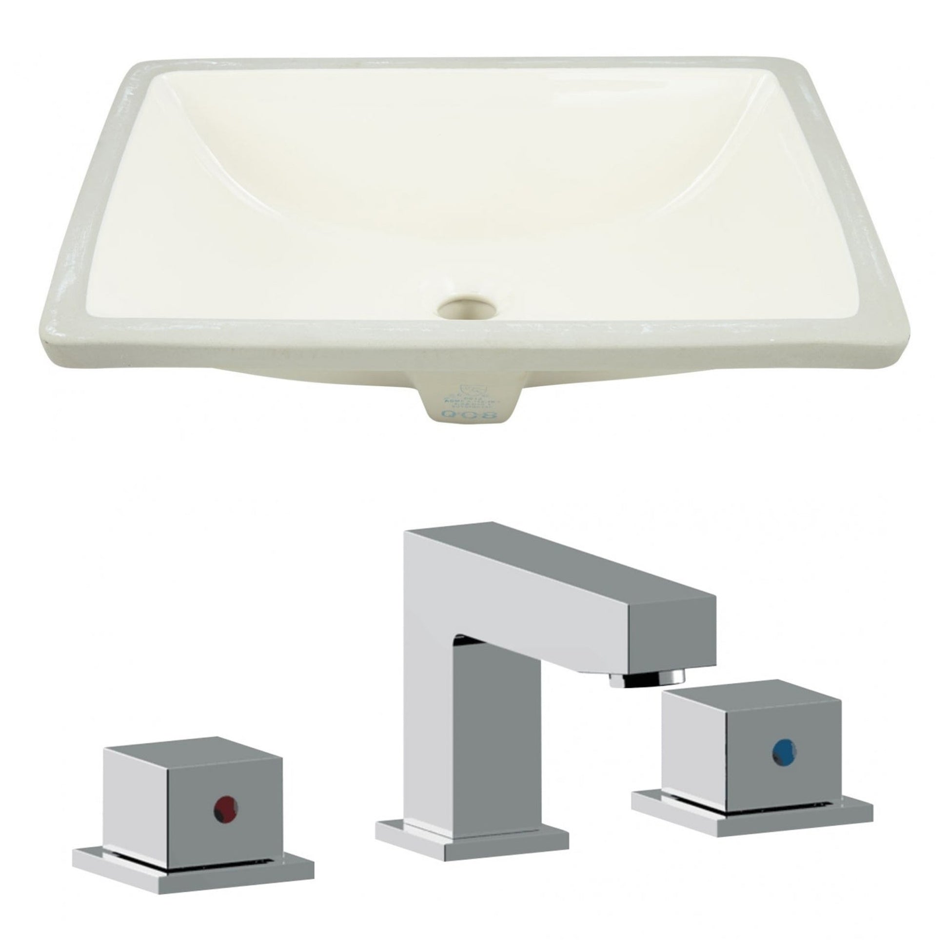 American Imaginations AI-22803 21" Biscuit Rectangular Ceramic Undermount Bathroom Sink Set