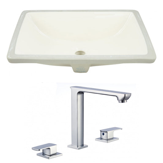 American Imaginations AI-22804 21" Biscuit Rectangular Ceramic Undermount Bathroom Sink Set