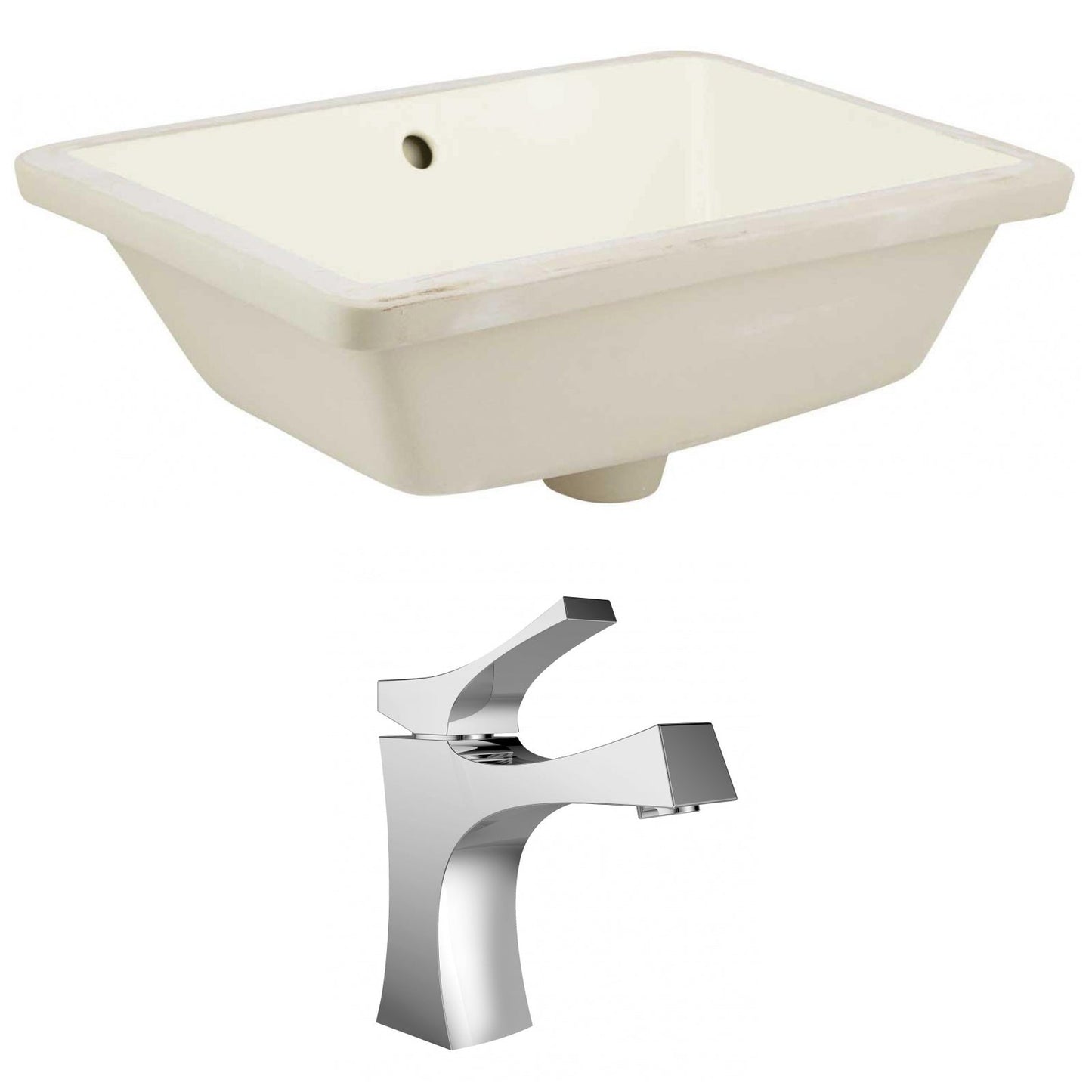 American Imaginations AI-22805 18" Biscuit Rectangular Ceramic Undermount Bathroom Sink Set