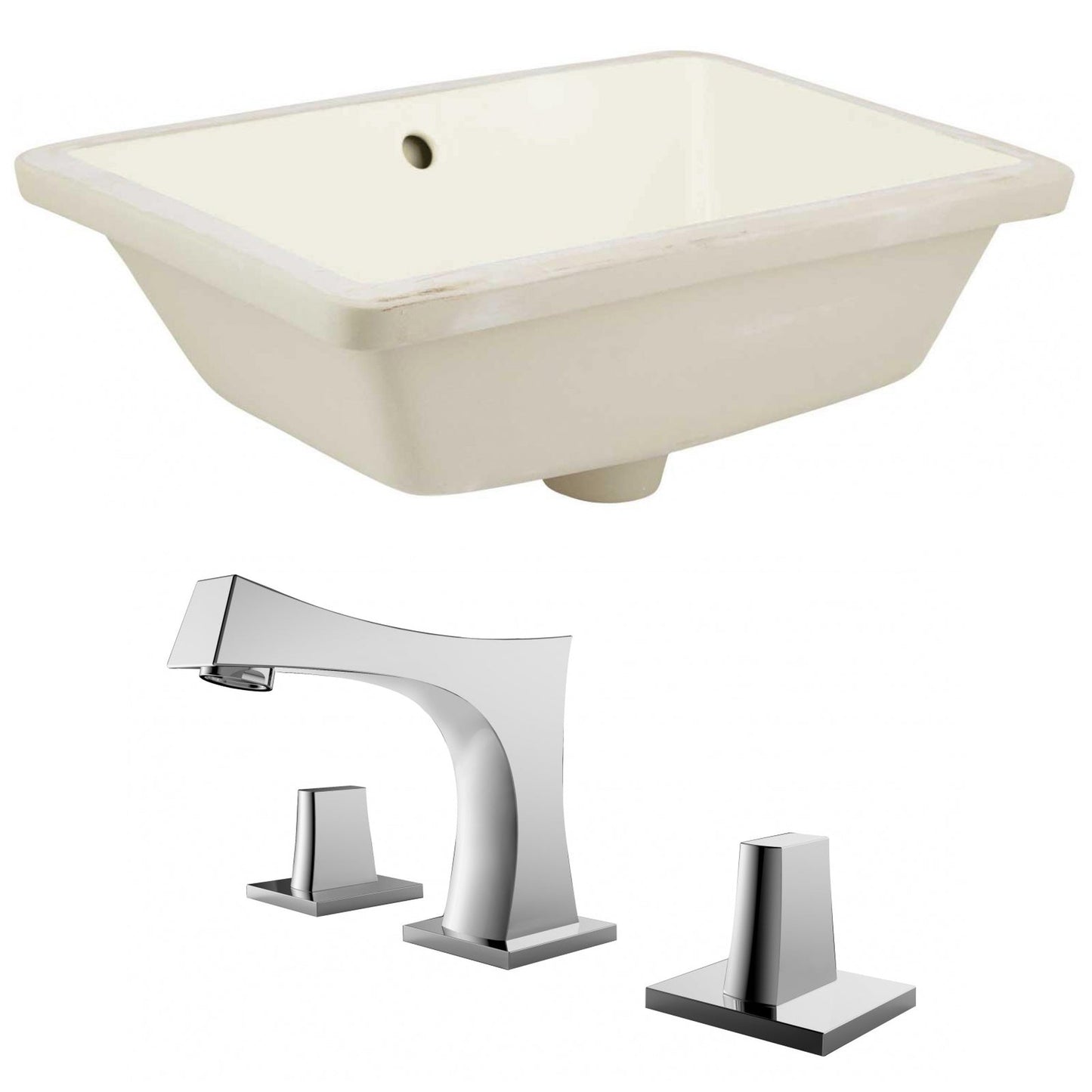 American Imaginations AI-22806 18" Biscuit Rectangular Ceramic Undermount Bathroom Sink Set