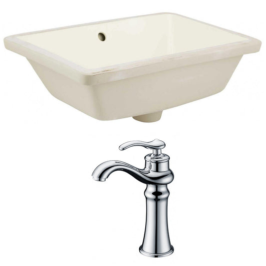 American Imaginations AI-22808 18" Biscuit Rectangular Ceramic Undermount Bathroom Sink Set