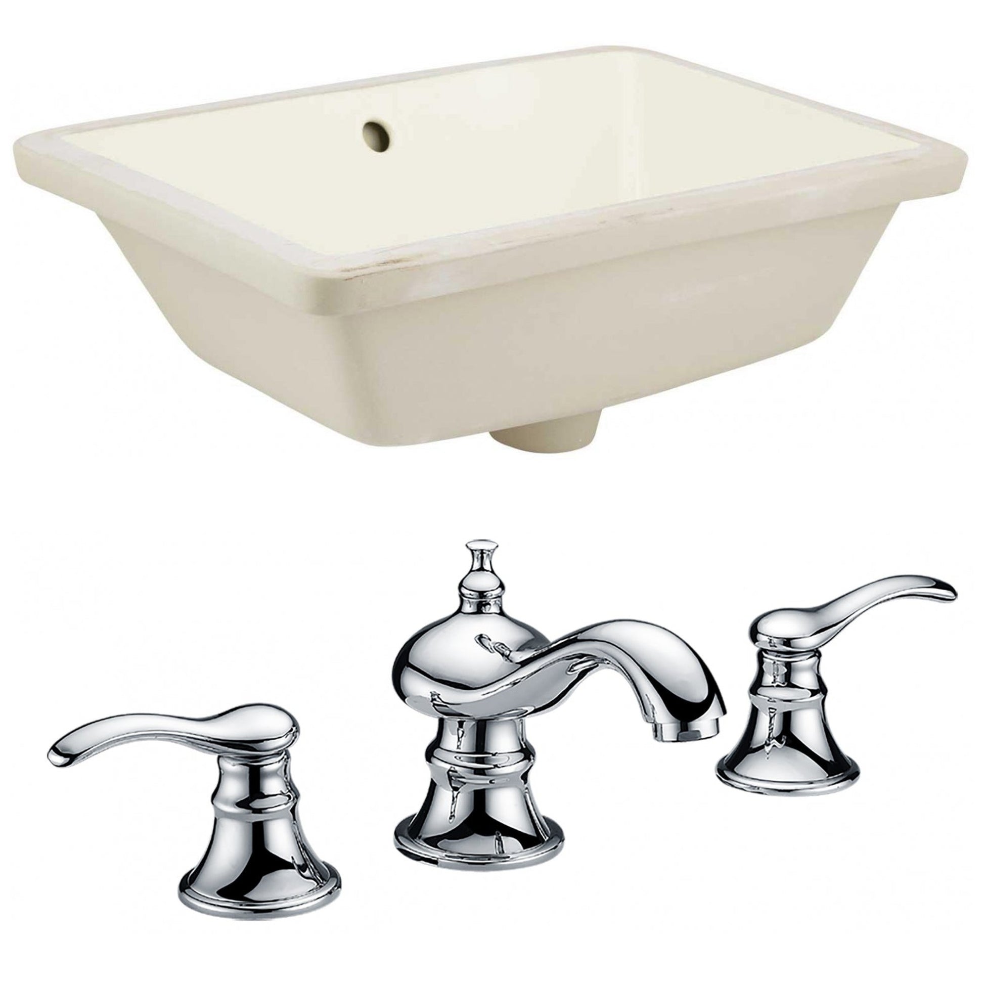 American Imaginations AI-22809 18" Biscuit Rectangular Ceramic Undermount Bathroom Sink Set