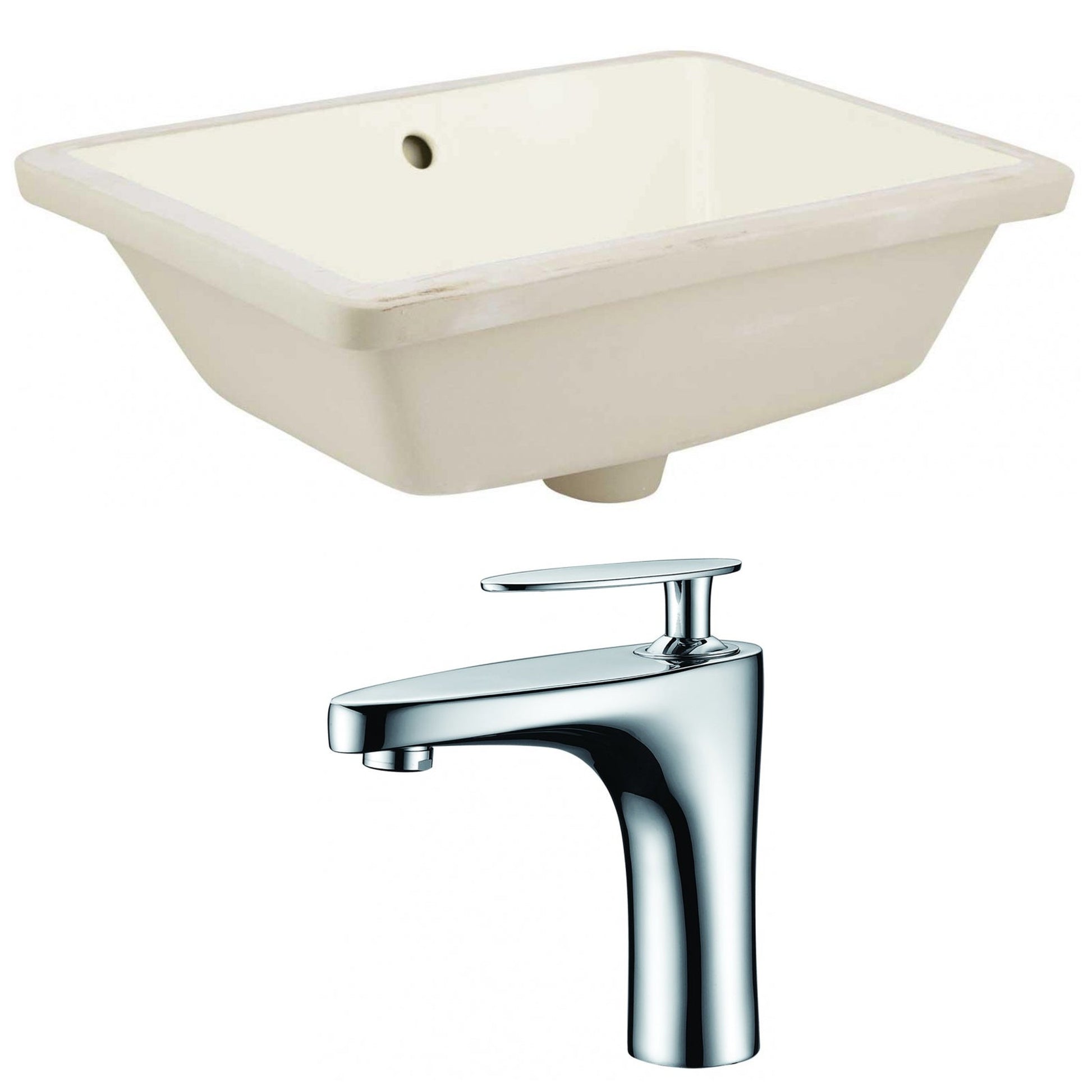 American Imaginations AI-22810 18" Biscuit Rectangular Ceramic Undermount Bathroom Sink Set