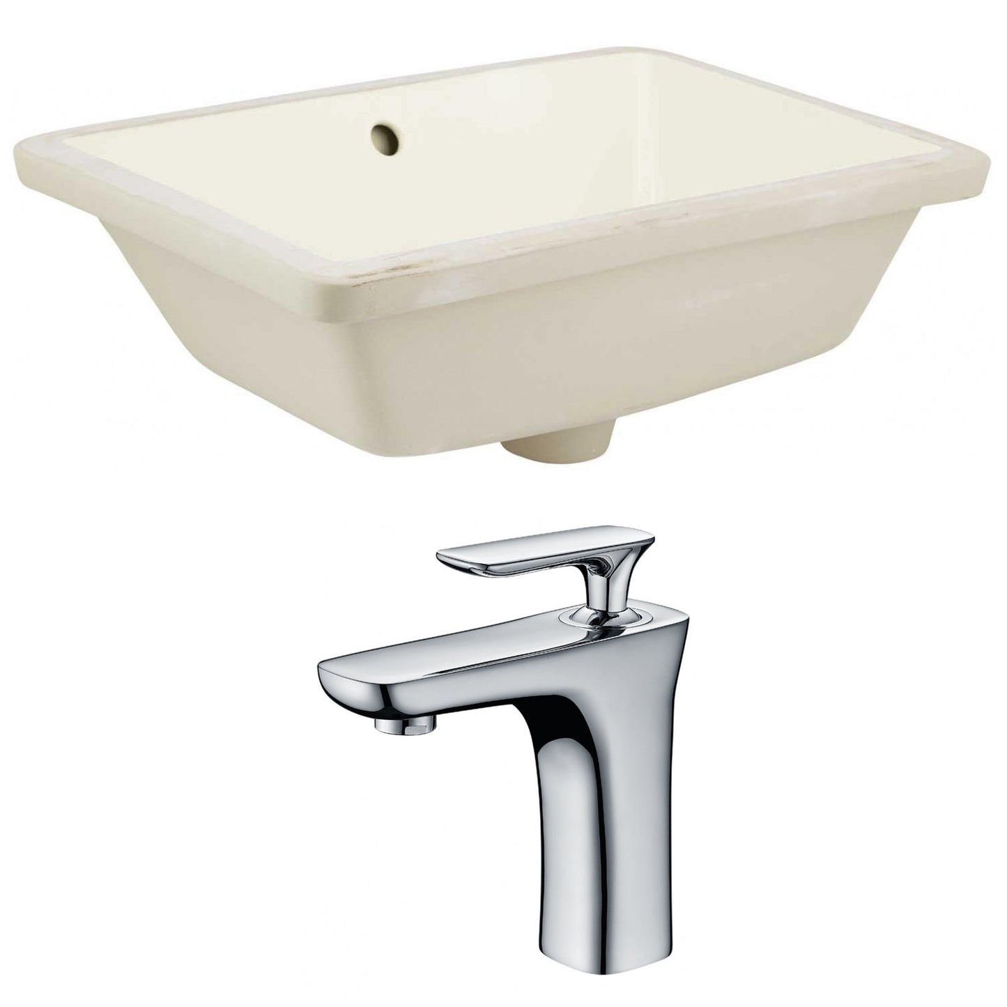 American Imaginations AI-22812 18" Biscuit Rectangular Ceramic Undermount Bathroom Sink Set