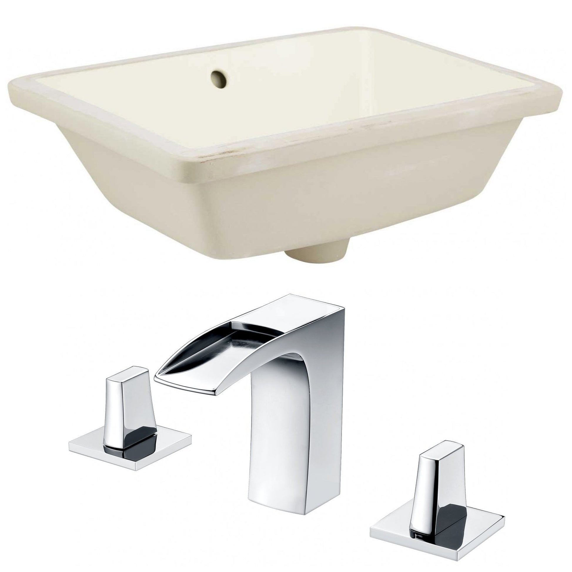 American Imaginations AI-22814 18" Biscuit Rectangular Ceramic Undermount Bathroom Sink Set