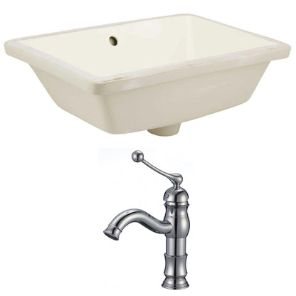 American Imaginations AI-22817 18" Biscuit Rectangular Ceramic Undermount Bathroom Sink Set