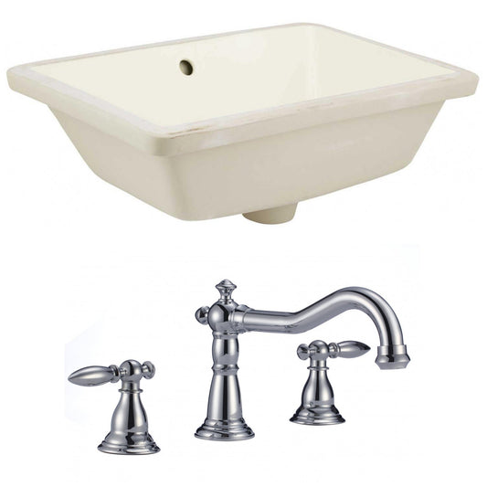 American Imaginations AI-22819 18" Biscuit Rectangular Ceramic Undermount Bathroom Sink Set