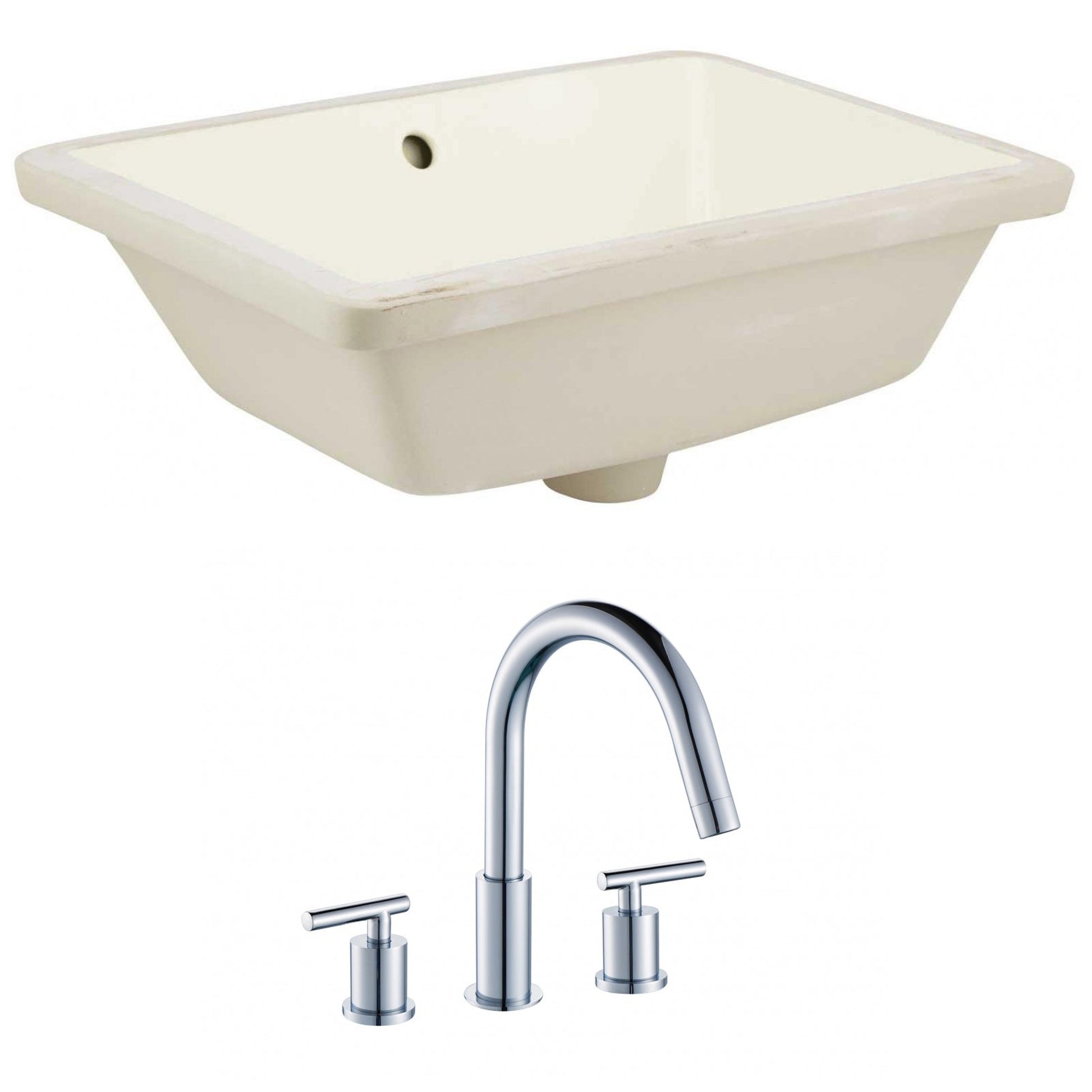 American Imaginations AI-22820 18" Biscuit Rectangular Ceramic Undermount Bathroom Sink Set