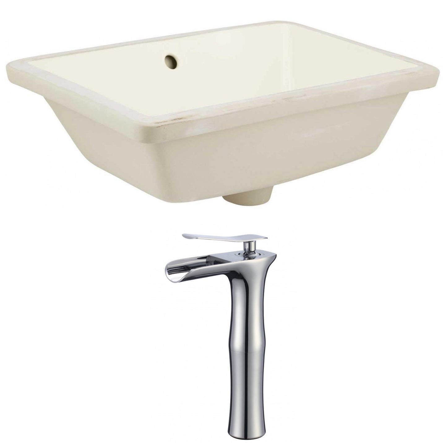 American Imaginations AI-22822 18" Biscuit Rectangular Ceramic Undermount Bathroom Sink Set