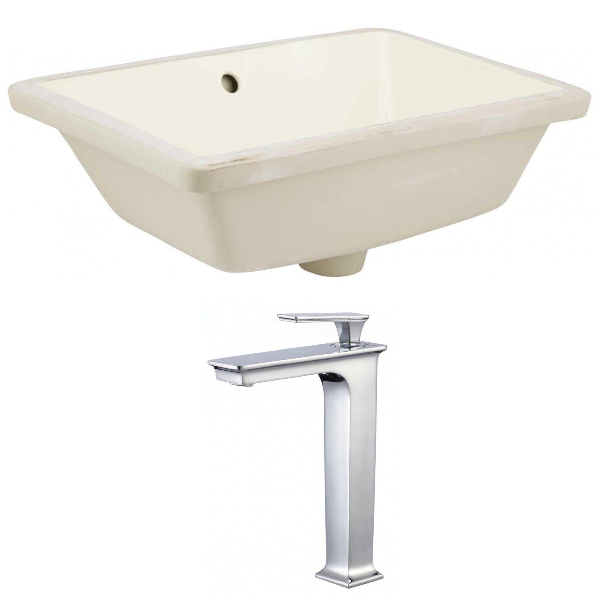 American Imaginations AI-22824 18" Biscuit Rectangular Ceramic Undermount Bathroom Sink Set