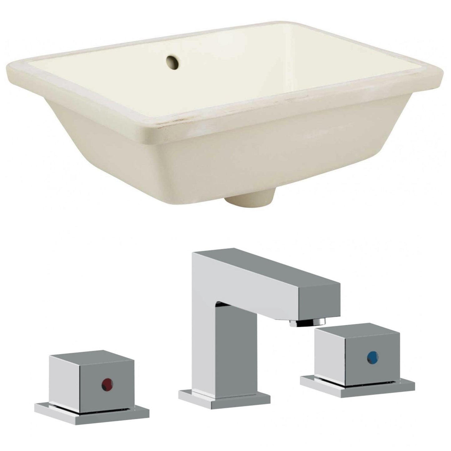 American Imaginations AI-22825 18" Biscuit Rectangular Ceramic Undermount Bathroom Sink Set