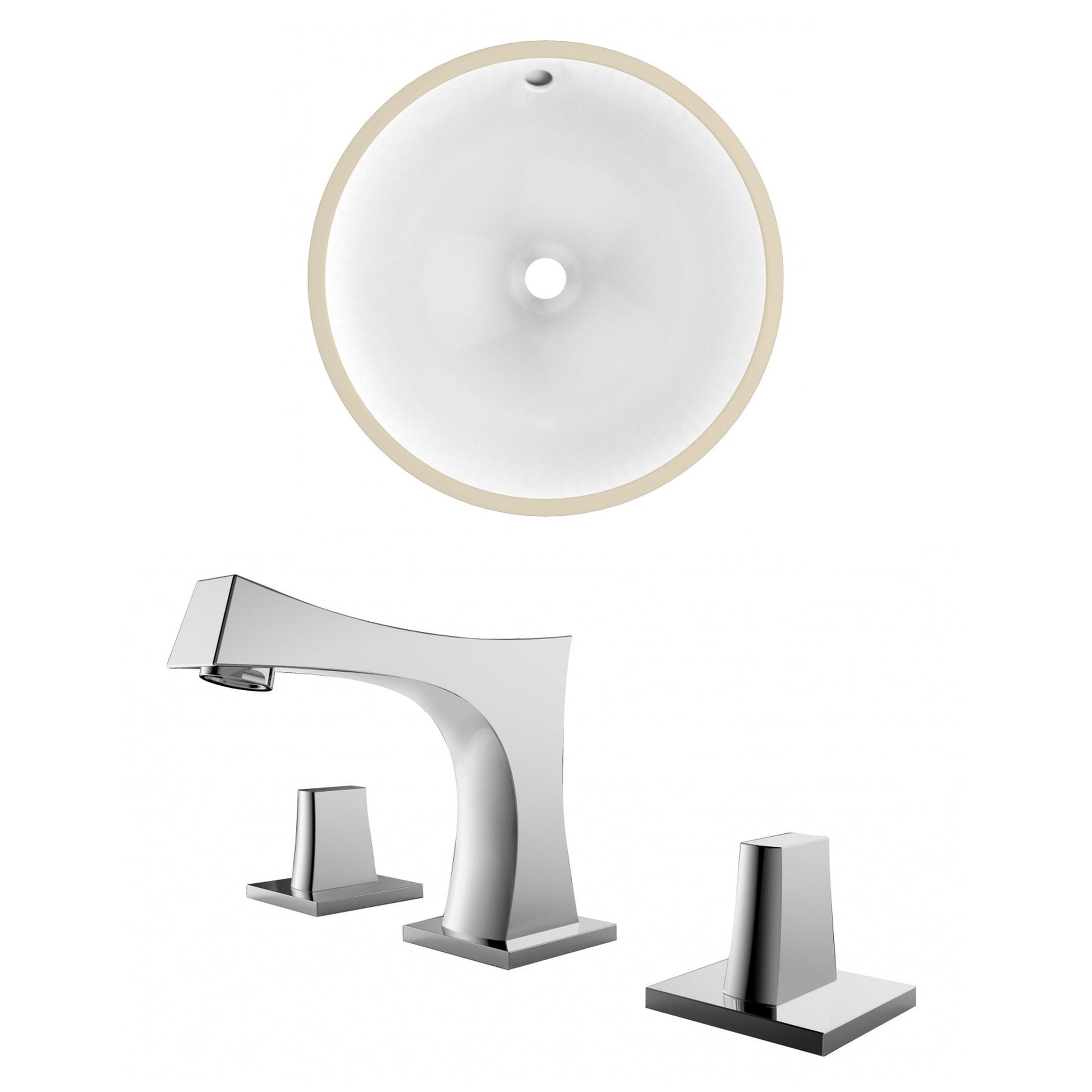 American Imaginations AI-22828 15" White Round Ceramic Undermount Bathroom Sink Set