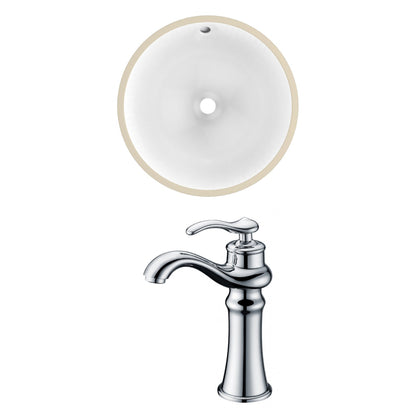 American Imaginations AI-22830 15" White Round Ceramic Undermount Bathroom Sink Set