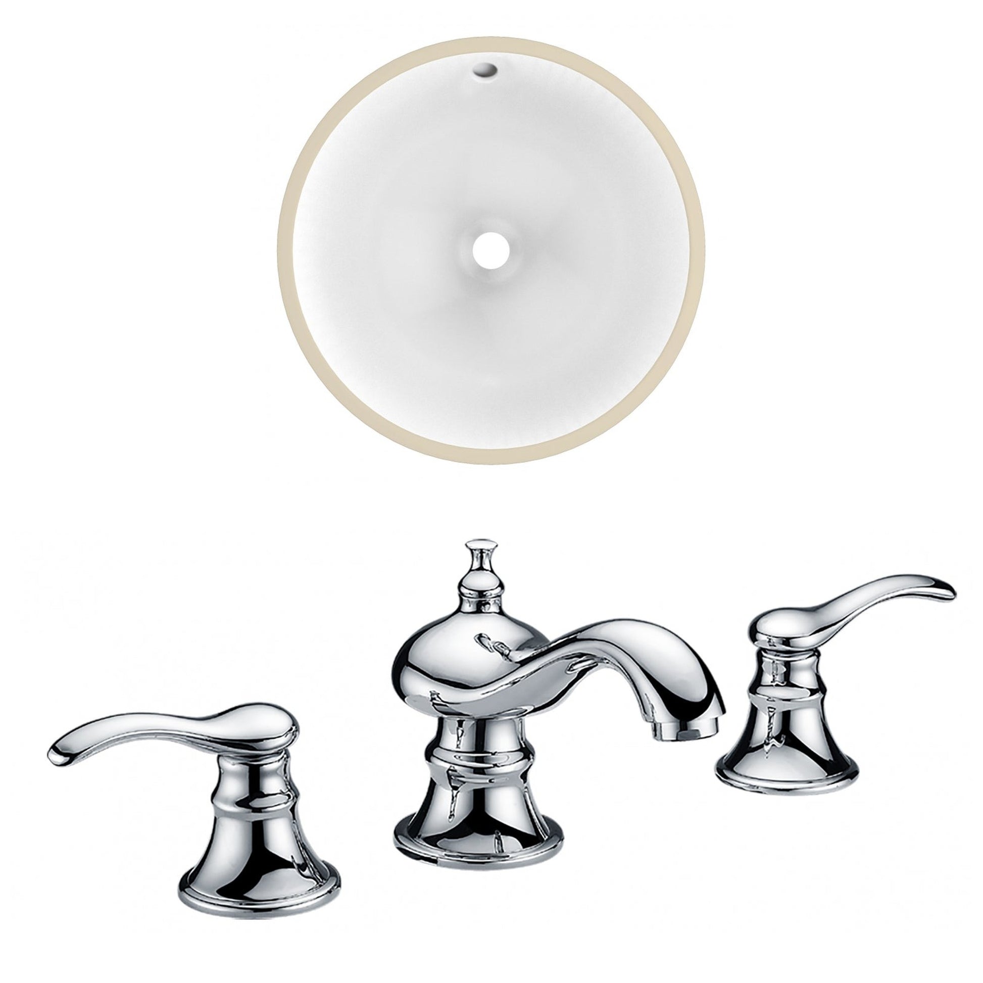 American Imaginations AI-22831 15" White Round Ceramic Undermount Bathroom Sink Set