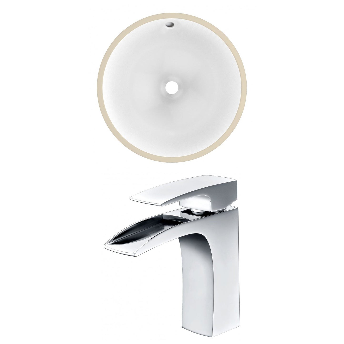 American Imaginations AI-22835 15" White Round Ceramic Undermount Bathroom Sink Set