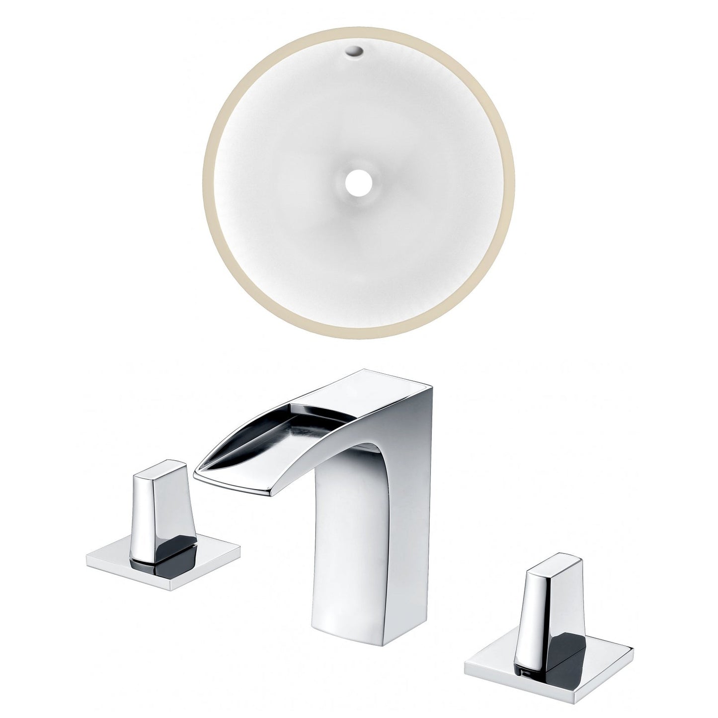 American Imaginations AI-22836 15" White Round Ceramic Undermount Bathroom Sink Set