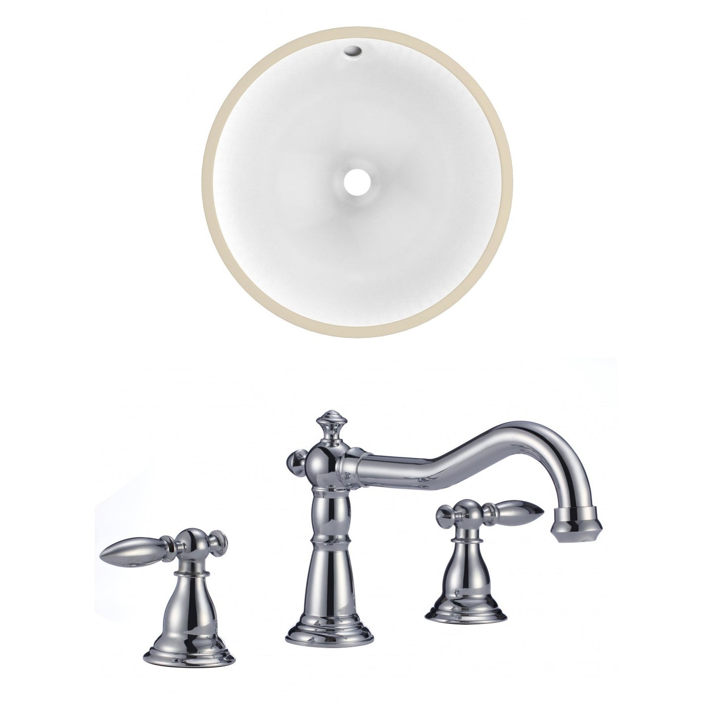 American Imaginations AI-22841 15" White Round Ceramic Undermount Bathroom Sink Set