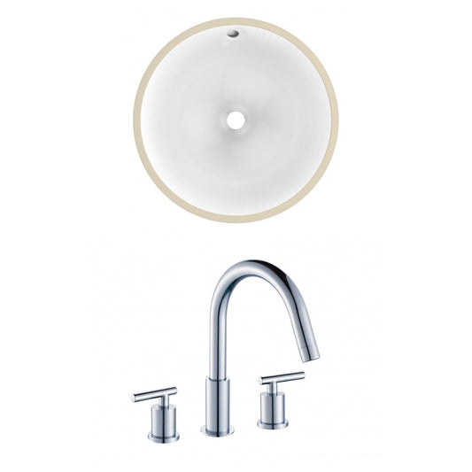 American Imaginations AI-22842 15" White Round Ceramic Undermount Bathroom Sink Set