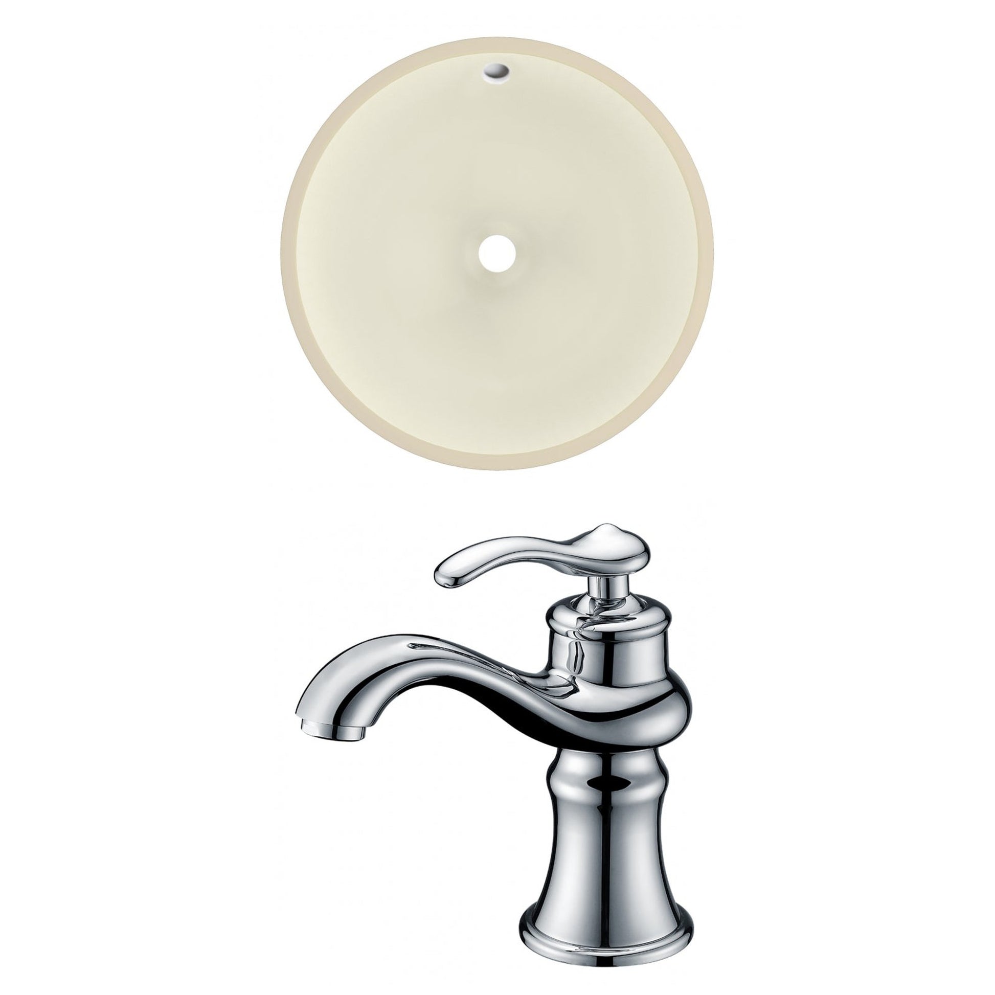 American Imaginations AI-22851 16" Biscuit Round Ceramic Undermount Bathroom Sink Set