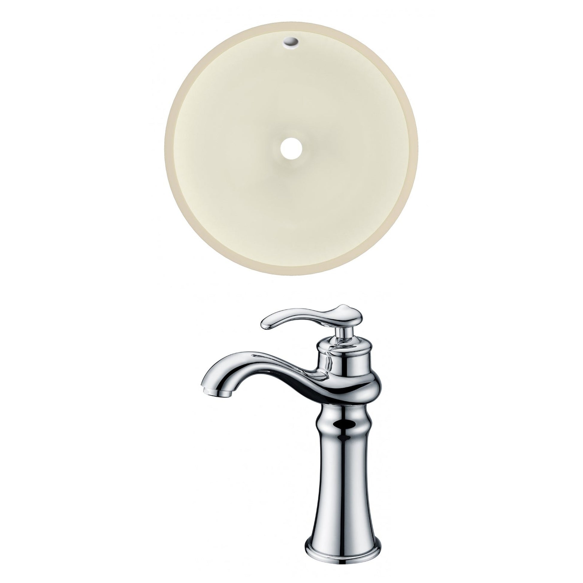 American Imaginations AI-22852 16" Biscuit Round Ceramic Undermount Bathroom Sink Set