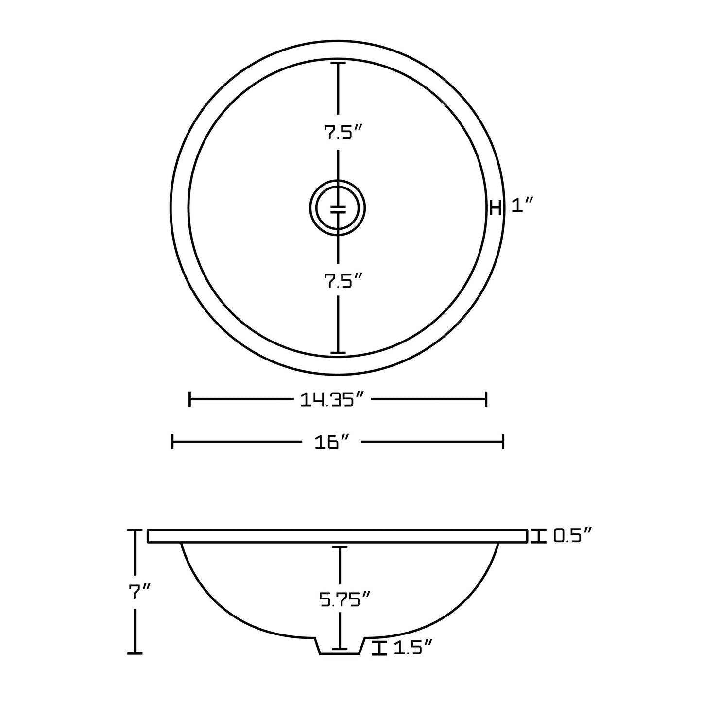 American Imaginations AI-22853 16" Biscuit Round Ceramic Undermount Bathroom Sink Set