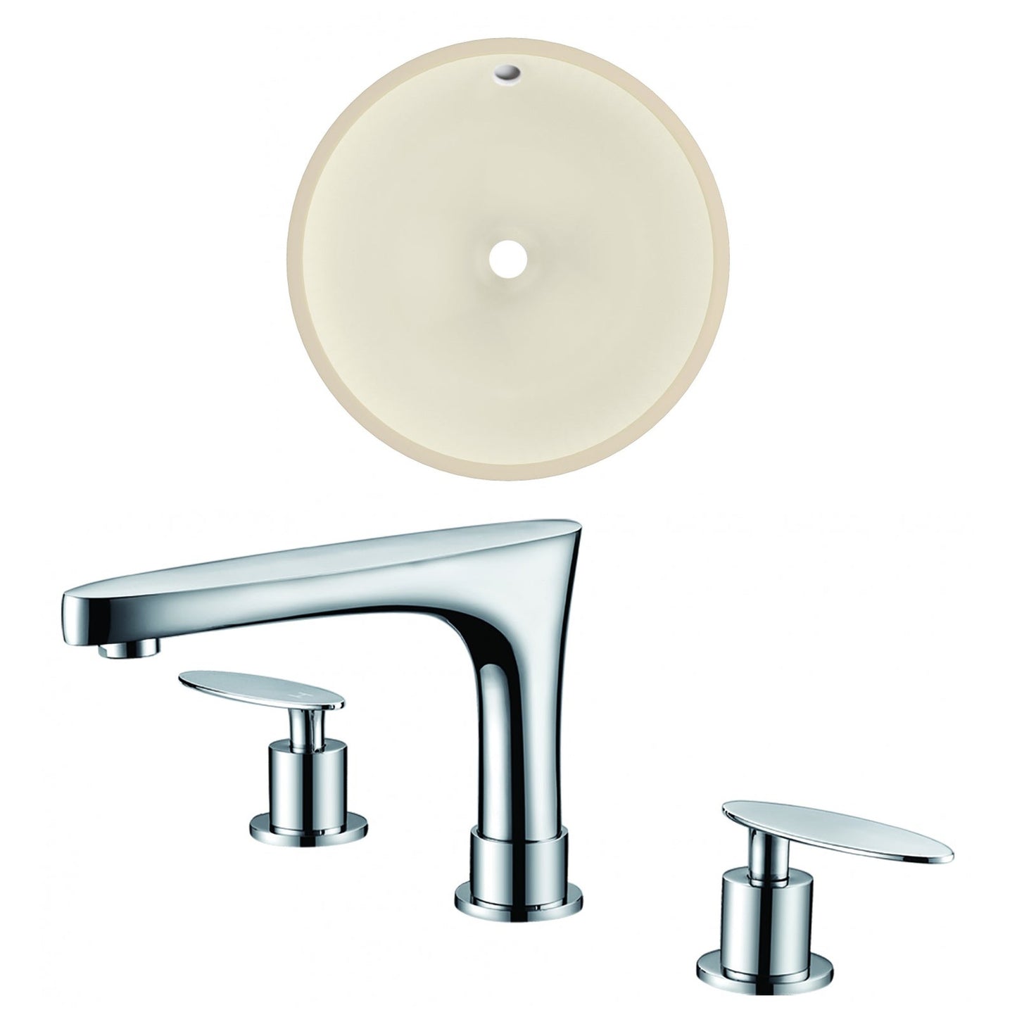 American Imaginations AI-22855 16" Biscuit Round Ceramic Undermount Bathroom Sink Set