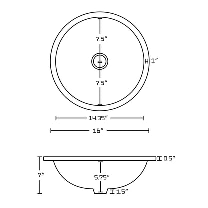 American Imaginations AI-22856 16" Biscuit Round Ceramic Undermount Bathroom Sink Set