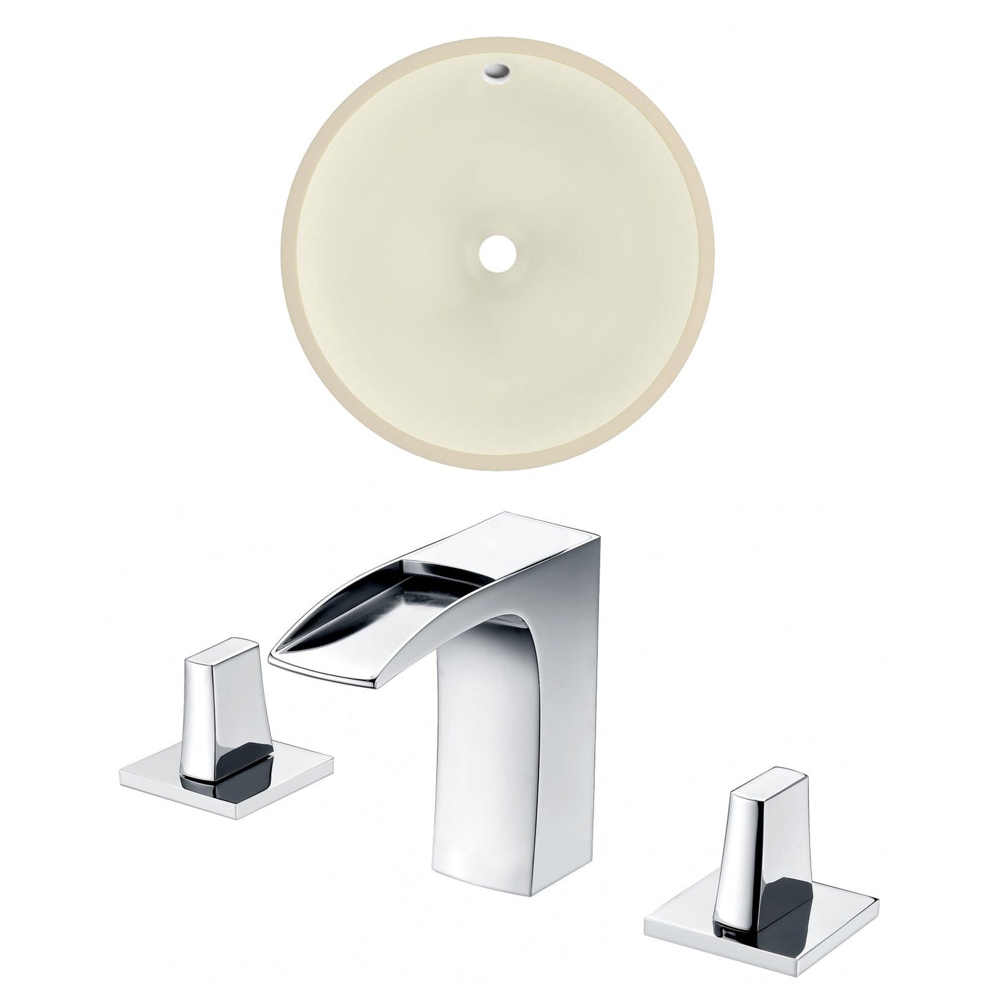 American Imaginations AI-22858 16" Biscuit Round Ceramic Undermount Bathroom Sink Set