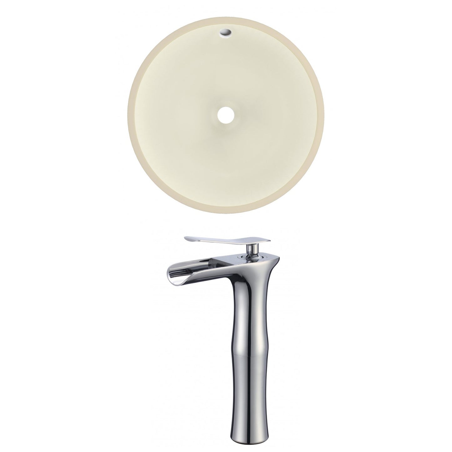 American Imaginations AI-22866 16" Biscuit Round Ceramic Undermount Bathroom Sink Set