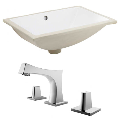 American Imaginations AI-22872 18" White Rectangular Ceramic Undermount Bathroom Sink Set