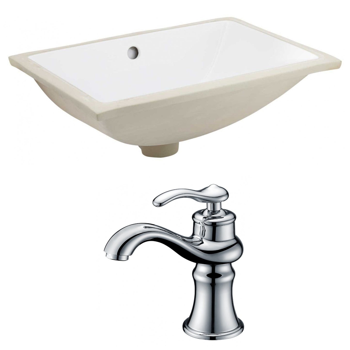 American Imaginations AI-22873 18" White Rectangular Ceramic Undermount Bathroom Sink Set