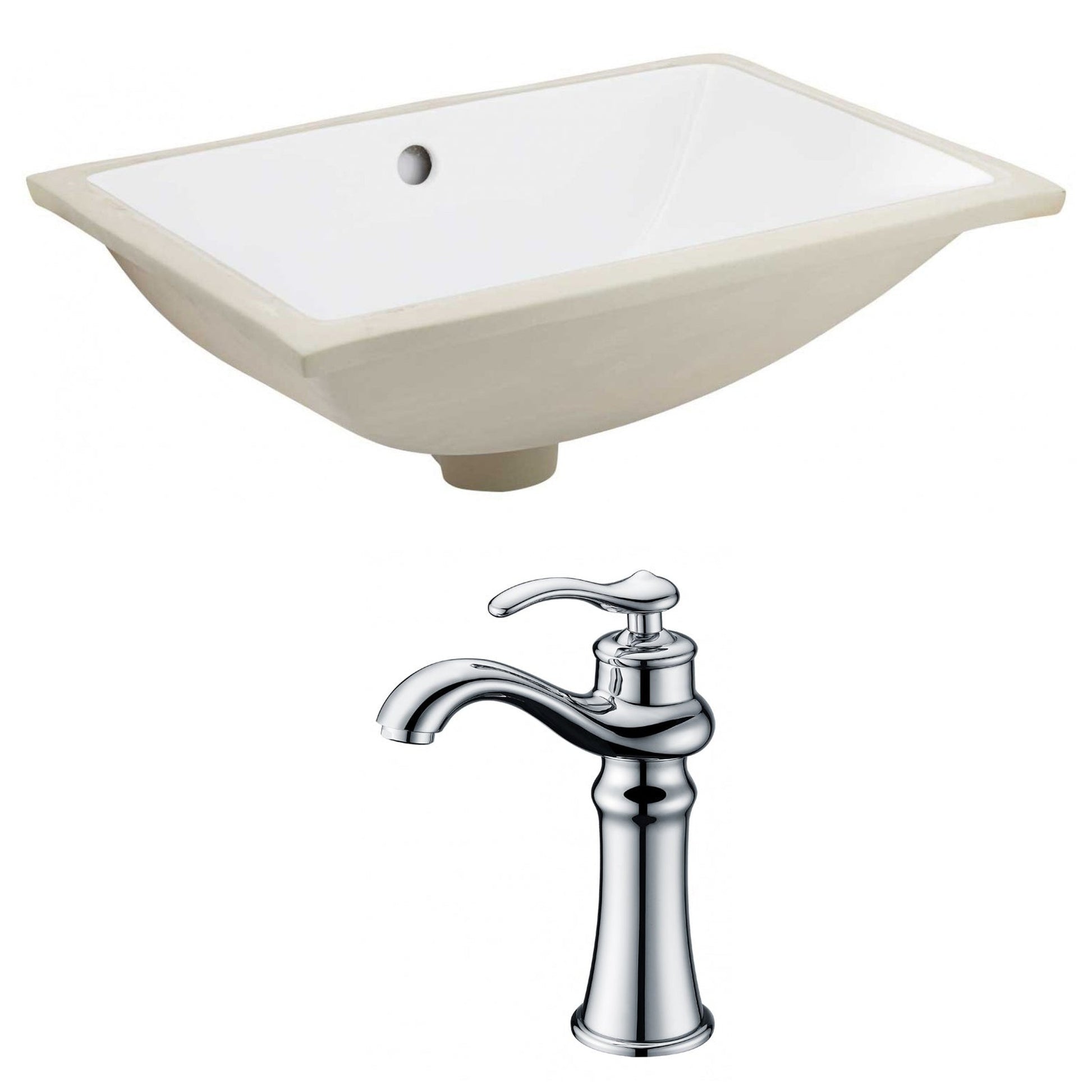 American Imaginations AI-22874 18" White Rectangular Ceramic Undermount Bathroom Sink Set