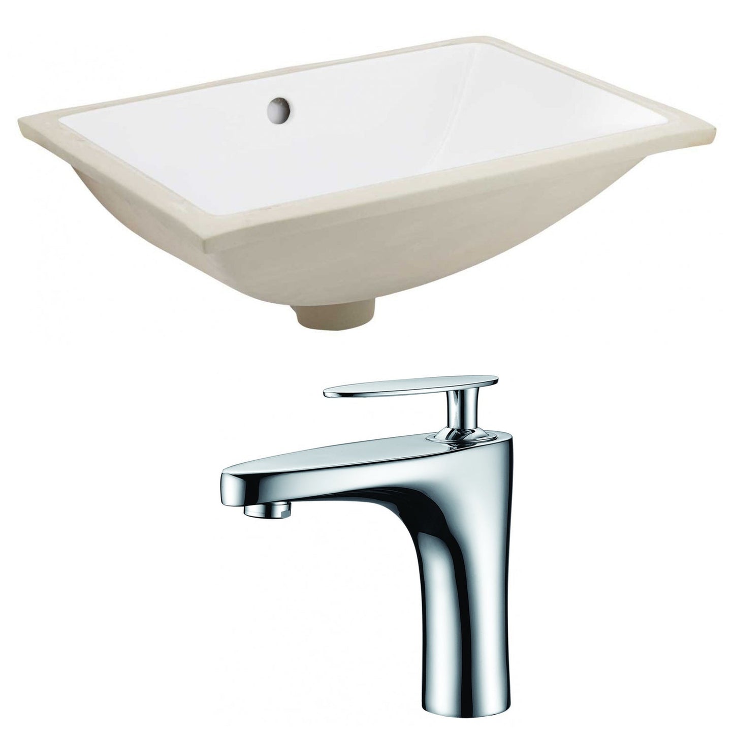 American Imaginations AI-22876 18" White Rectangular Ceramic Undermount Bathroom Sink Set