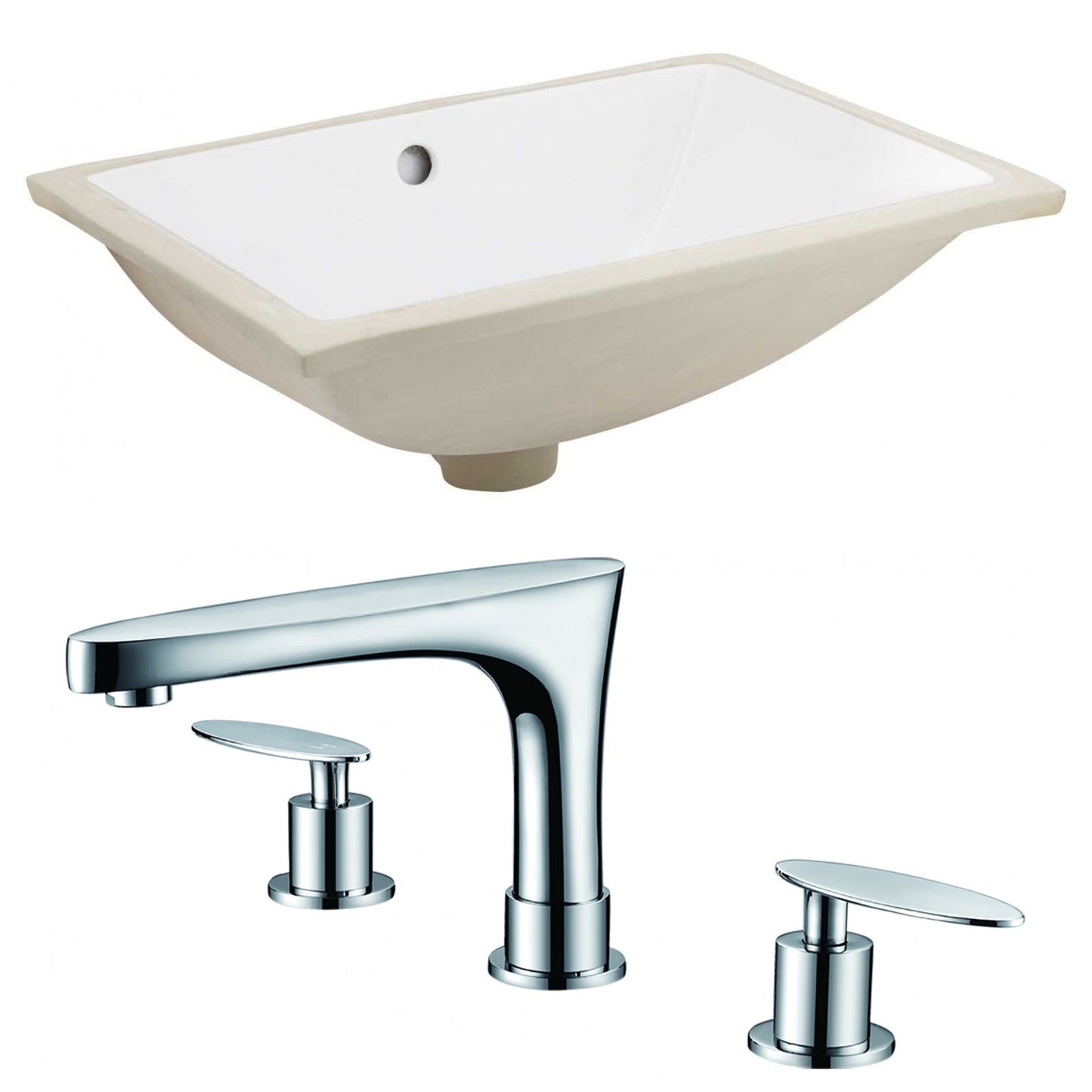 American Imaginations AI-22877 18" White Rectangular Ceramic Undermount Bathroom Sink Set