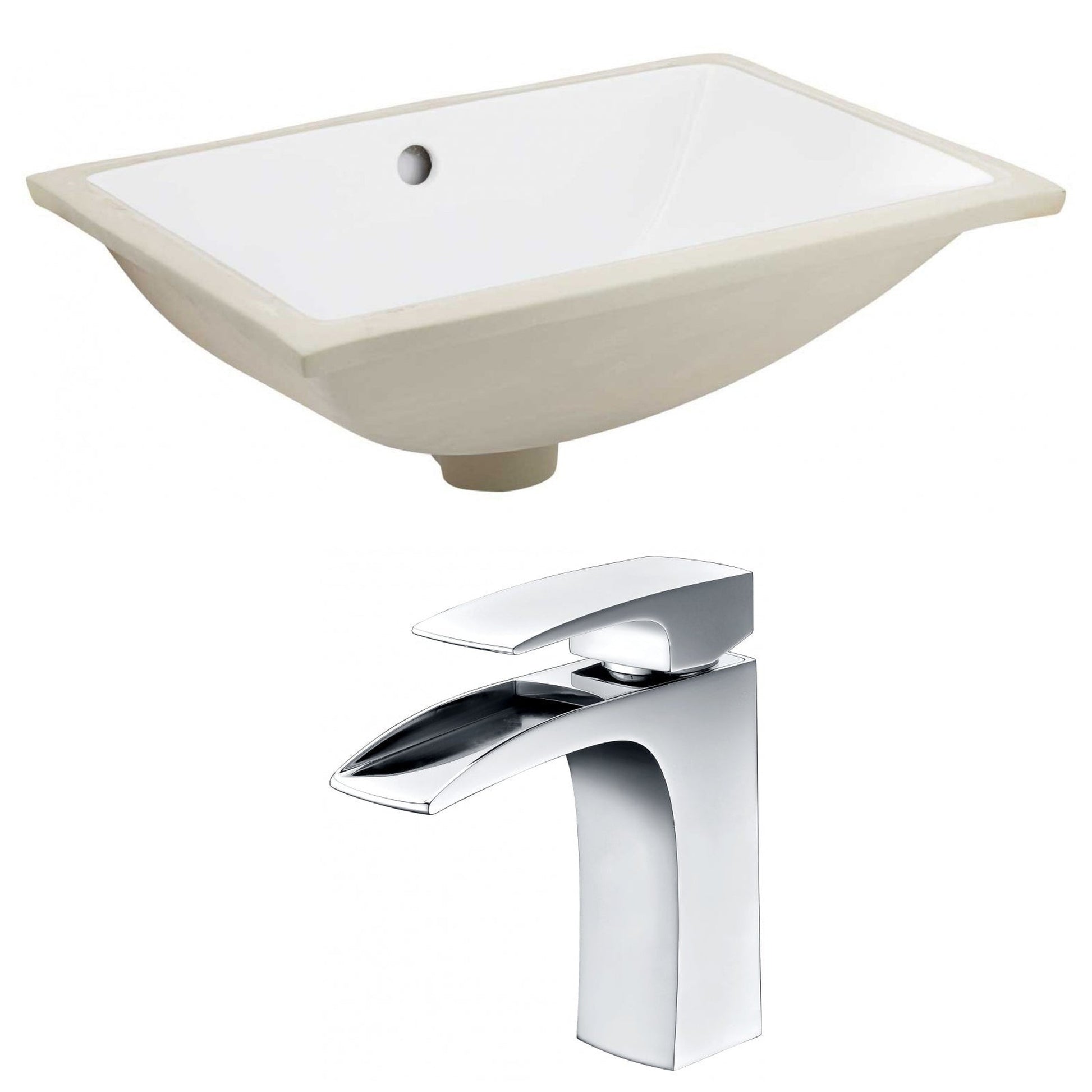 American Imaginations AI-22879 18" White Rectangular Ceramic Undermount Bathroom Sink Set